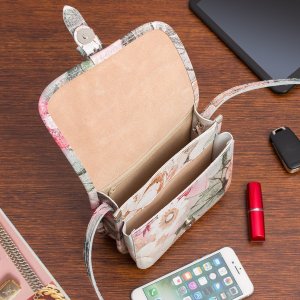 Beltimore Damska Skórzana Mała Torebka Listonoszka Beltimore kwiaty K66 6