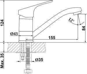 Bateria umywalkowa Sotbe Malselva stojąca chrom (MAR-SSRBK-40201183) 4
