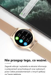 Smartwatch Gino Rossi Zegarek dziecięcy komunia G. ROSSI SMARTWATCH r.gold/pasek silikonowy + siatka mesh 13