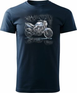 Topslang Koszulka z motocyklem na motor Honda CBF 600 N męska granatowa REGULAR S 1