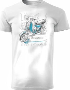 Topslang Koszulka motocyklowa z motocyklem Simson skuter SR50 męska biała REGULAR L 1