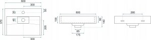 Umywalka Rea UMYWALKA KONGLOMERATOWA NABLATOWA GOYA 60cm + stelaż 5