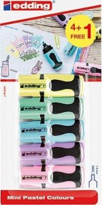 Edding Mini zakreślacz e-7 EDDING, 5 szt., blister, mix kolorów pastelowych 6