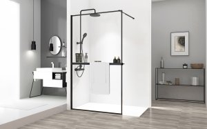 Rea Ścianka prysznicowa Rea Bler 70 z półką i wieszakiem Evo 2