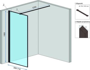 Rea Ścianka prysznicowa Rea Bler 70 z półką i wieszakiem Evo 5