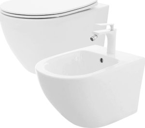 Miska WC Rea Zestaw Misa WC Carlo Mini Rimless Flat + Bidet Carlo Mini 1