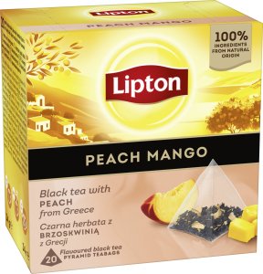 Lipton Herbata LIPTON, piramidki, czarna, brzoskwinia z mango, 20 torebek 2