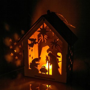 Techrebal DREWNIANY LAMPION ADWENTOWY NA RORATY ŚWIĘTA LED 2