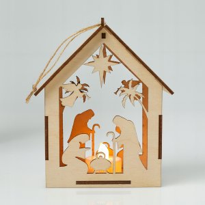 Techrebal DREWNIANY LAMPION ADWENTOWY NA RORATY ŚWIĘTA LED 4