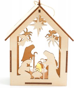 Techrebal DREWNIANY LAMPION ADWENTOWY NA RORATY ŚWIĘTA LED 6