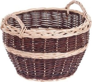 WickerPL Wiklinowy kosz ogrodowy okrągły z uchwytami pojemnik wiklinowy osłonka na doniczkę 50 H32 cm 2