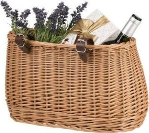 WickerPL akcesoria rowerowe KOSZ NA ROWER z paskami skórzanymi i OBSZYCIEM 35x17 H19 CM 11