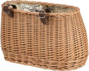 WickerPL akcesoria rowerowe KOSZ NA ROWER z paskami skórzanymi i OBSZYCIEM 35x17 H19 CM 2