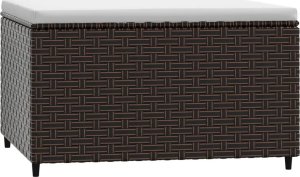 vidaXL Podnóżek ogrodowy z poduszką, brązowy, polirattan 2