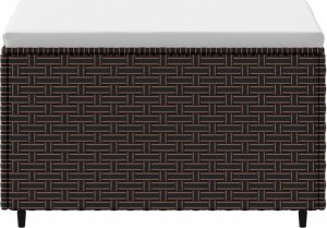 vidaXL Podnóżek ogrodowy z poduszką, brązowy, polirattan 3