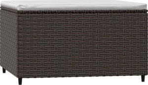 vidaXL Podnóżek ogrodowy z poduszką, brązowy, polirattan 5