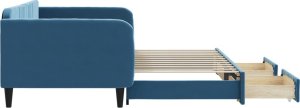 vidaXL vidaXL Sofa rozsuwana z szufladami, niebieska, 100x200 cm, aksamit 4