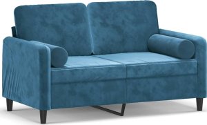 vidaXL vidaXL 2-osobowa sofa z poduszkami, niebieska, 120 cm, aksamit 2