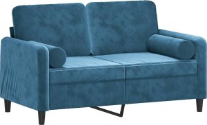 vidaXL vidaXL 2-osobowa sofa z poduszkami, niebieska, 120 cm, aksamit 3