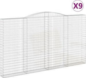vidaXL vidaXL Kosze gabionowe, 9 szt, 400x30x220/240 cm, galwanizowane żelazo 2