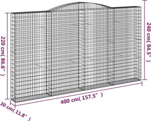 vidaXL vidaXL Kosze gabionowe, 9 szt, 400x30x220/240 cm, galwanizowane żelazo 6