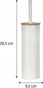 Sepio Szczotka do wc biała z drewnem łazienkowa wolnostojąca biała matowa tuba 6