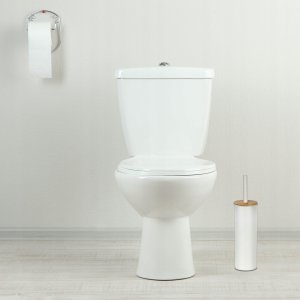 Sepio Szczotka do wc biała z drewnem łazienkowa wolnostojąca biała matowa tuba 7