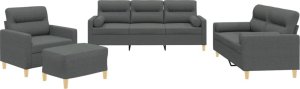 vidaXL vidaXL 4-cz. komplet wypoczynkowy z poduszkami, ciemnoszary, tkanina 2