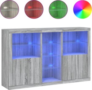 vidaXL Szafka z oświetleniem LED, szary dąb sonoma, 162x37x100 cm 2