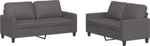 vidaXL vidaXL 2-cz. zestaw wypoczynkowy z poduszkami, szary, sztuczna skóra 2