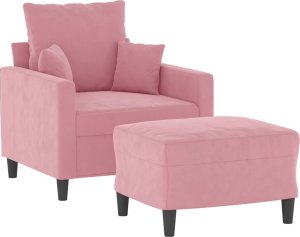 vidaXL vidaXL Fotel z podnóżkiem, różowy, 60 cm, obity aksamitem 3