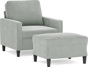 vidaXL vidaXL Fotel z podnóżkiem, jasnoszary, 60 cm, obity aksamit 2