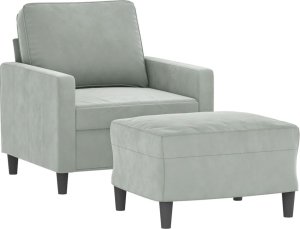 vidaXL vidaXL Fotel z podnóżkiem, jasnoszary, 60 cm, obity aksamit 3
