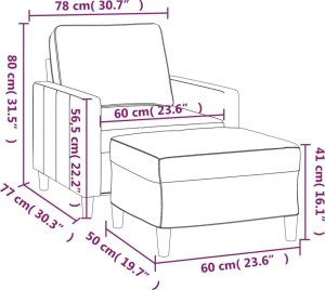 vidaXL vidaXL Fotel z podnóżkiem, jasnoszary, 60 cm, obity aksamit 7
