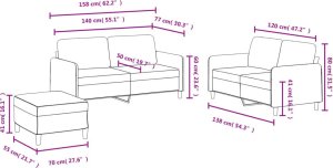 vidaXL vidaXL 3-cz. komplet wypoczynkowy, żółty, obity aksamitem 9