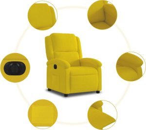 vidaXL vidaXL Elektryczny fotel rozkładany, żółty, obity aksamitem 8