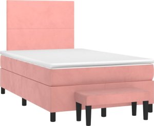 vidaXL vidaXL Łóżko kontynentalne z materacem, różowe, 120x190 cm, aksamit 2