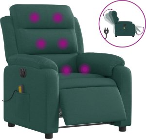 vidaXL vidaXL Rozkładany fotel masujący, elektryczny, ciemnozielony, tkanina 2