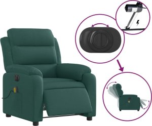 vidaXL vidaXL Rozkładany fotel masujący, elektryczny, ciemnozielony, tkanina 4