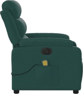 vidaXL vidaXL Rozkładany fotel masujący, elektryczny, ciemnozielony, tkanina 7