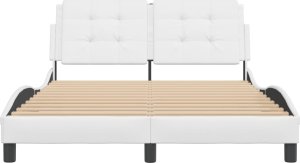 vidaXL vidaXL Rama łóżka z zagłówkiem, biała, 140x190cm, obita sztuczną skórą 4