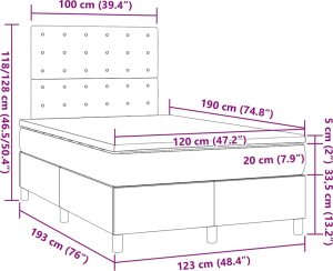 vidaXL vidaXL Łóżko kontynentalne z materacem, różowe, 120x190 cm, aksamit 9