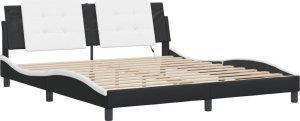 vidaXL vidaXL Rama łóżka z LED, czarno-biała, 180x200 cm, sztuczna skóra 3