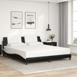 vidaXL vidaXL Rama łóżka z LED, czarno-biała, 180x200 cm, sztuczna skóra 4