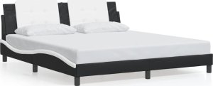 vidaXL vidaXL Rama łóżka z LED, czarno-biała, 180x200 cm, sztuczna skóra 5