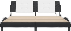 vidaXL vidaXL Rama łóżka z LED, czarno-biała, 180x200 cm, sztuczna skóra 6