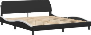 vidaXL vidaXL Rama łóżka z LED, czarno-biała, 180x200 cm, sztuczna skóra 7