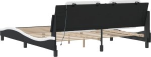 vidaXL vidaXL Rama łóżka z LED, czarno-biała, 180x200 cm, sztuczna skóra 9