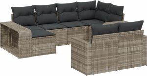 vidaXL vidaXL 10-cz. zestaw wypoczynkowy do ogrodu, z poduszkami, jasnoszary 2