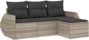 vidaXL vidaXL 4-cz. zestaw wypoczynkowy do ogrodu, poduszki, jasnoszary 2